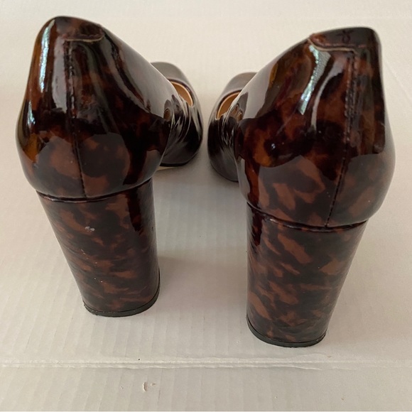 Idols Patent Faux Leather Elena Cinnamon Tortoise Round Toe BlockHeel Shoes 10 - Picture 12 of 12